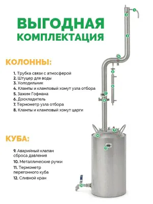Самогонный аппарат Родник ПРО 3, 20 л (Русская дымка)-2